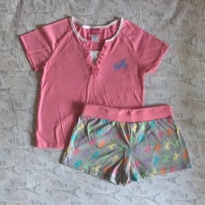 Sears Personal Identity Girls Sz 10 12 M Pink Gray Unicorn Pajama Set Tee Shorts